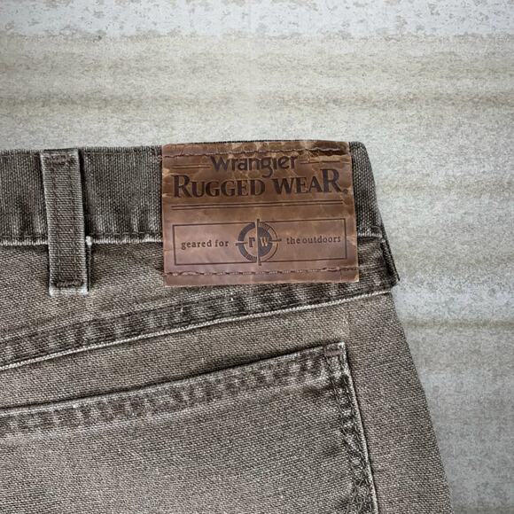 Vintage Wrangler Jeans Double Knees Chocolate Brown Denim Baggy Wide Leg Fit 90s - Picture 4 of 6